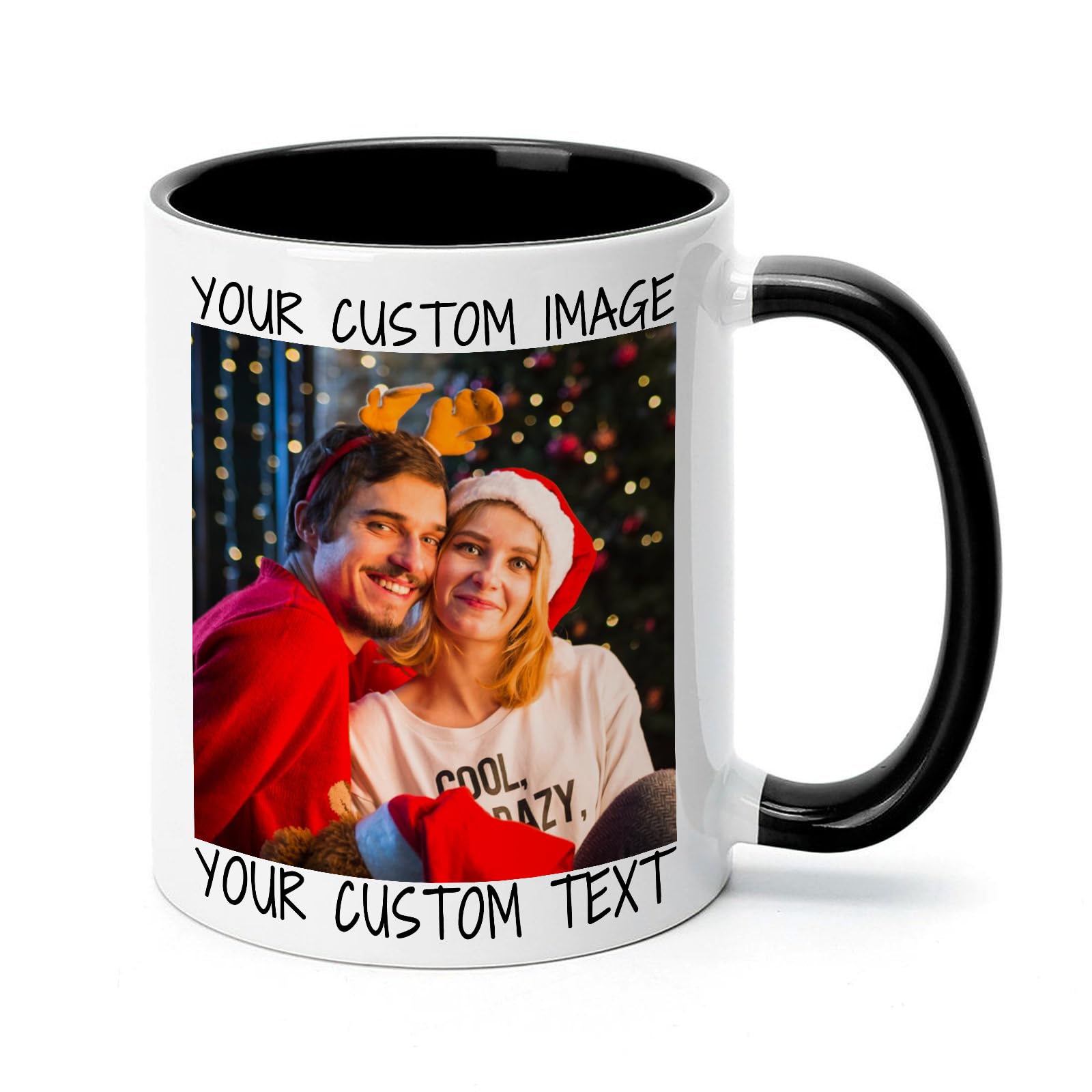 Polinxia Ship Next Day Custom Mug Design Your Own Photo Text Personalized Picture Gifts for Women Men Customized Gift Idea Personalized Coffee Mugs 11oz Black Handle