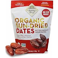ORGANIC Pitted Dates (Deglet Nour) - Sunny Fruit 40oz Bulk Bag (2.5 lbs) | NO Added Sugars, Sulfurs or Preservatives | NON-GM