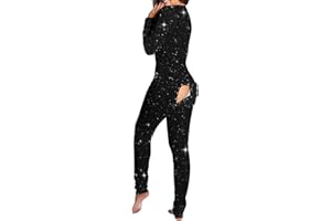 FABIURT Sexy Pajamas for Women Womens Sexy V Neck Short Rompers Bodysuit Printed Bodycon Stretch Button Pajama Jumpsuit