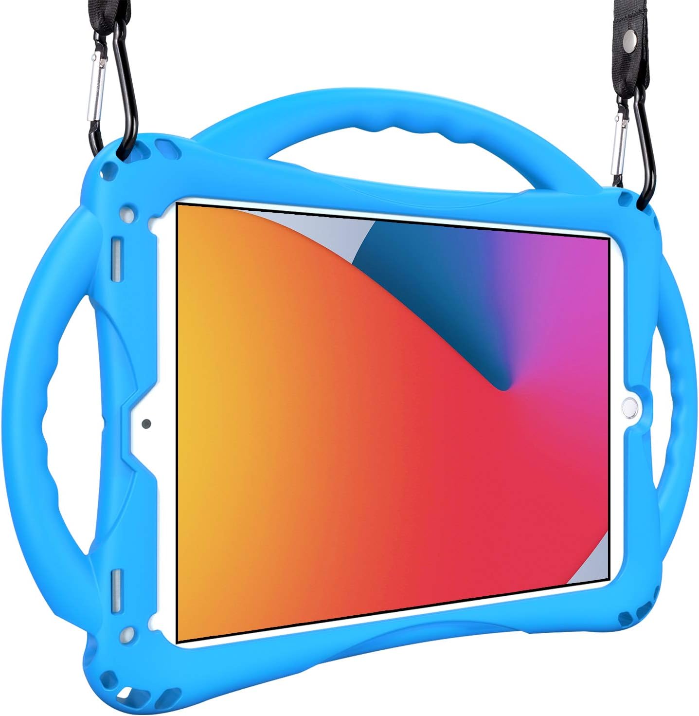 TOPESCT iPad 10.2 case, iPad 9th/8th/7th Generation Case for Kids Built-in Handle Stand, Comes with a Strap