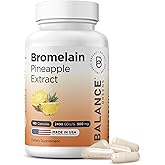 Balancebreens Bromelain 500mg Capsules – 2400 GDU Pineapple Extract Supplement for Joint Support, Natural Swelling Support, and Healthy Digestion – 180 Organic Capsules Made in USA