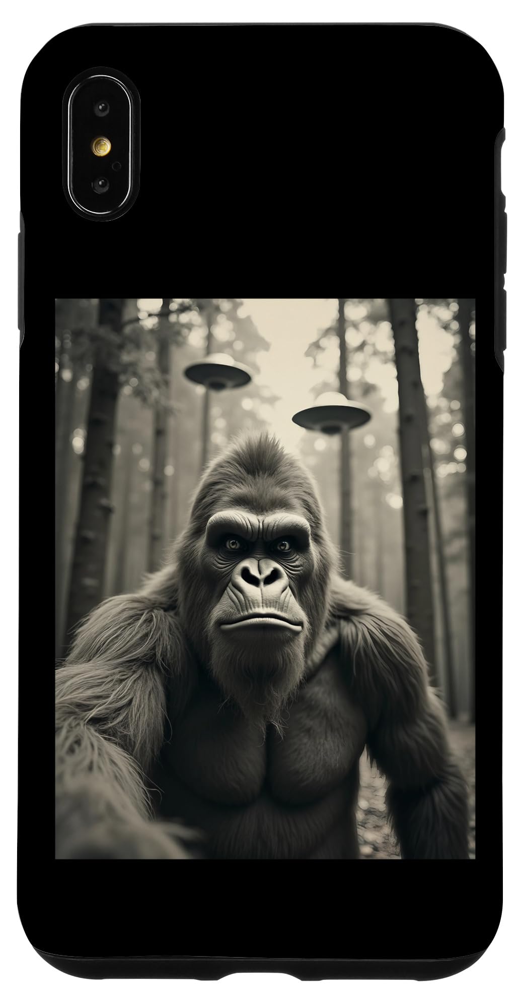 Funny gorilla Selfie with UFOs Weird Alien Case for iPhone XS Max
