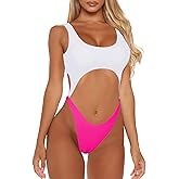 Sovoyontee Women's Sexy One Piece Swimsuits Cheeky Thong Bikini Bathing Suit