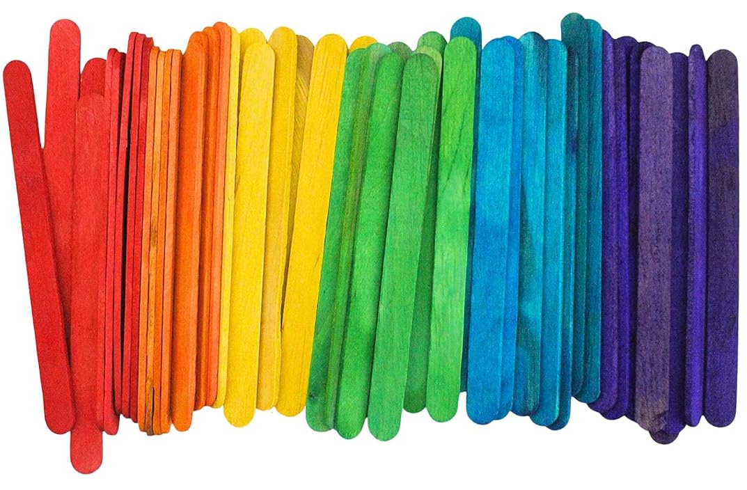 a2bsales 50/100/200/500 Coloured Wooden Lollipop Ice Lolly Sticks Kids Arts Craft Models - Pack Size: 1000
