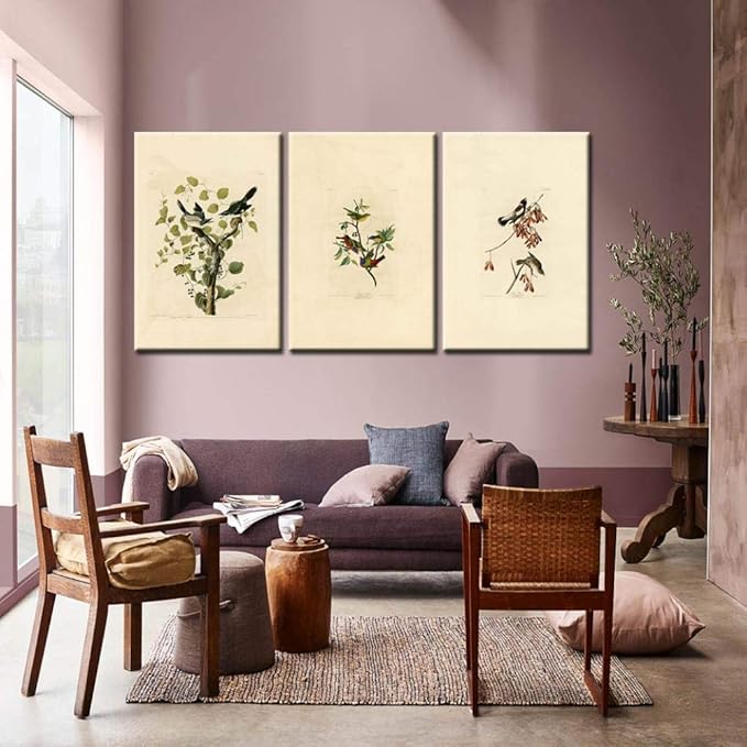 XMYL 3 panel HD lienzo pintura insecto pájaro planta nórdico