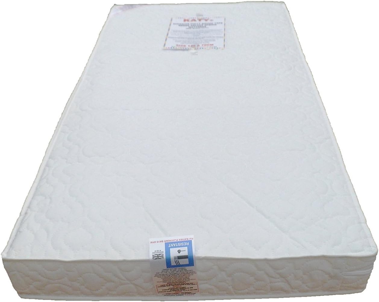KATY® Cotbed Mattress Package - Includes: KATY® Superior Deluxe FULLY BOUND With **TAPED EDGED** Sprung Cot Bed Or Junior Bed Spring Mattress 140x70 x 10cm Thick PLUS LUXURY SPARE COVER : Both Are British Made