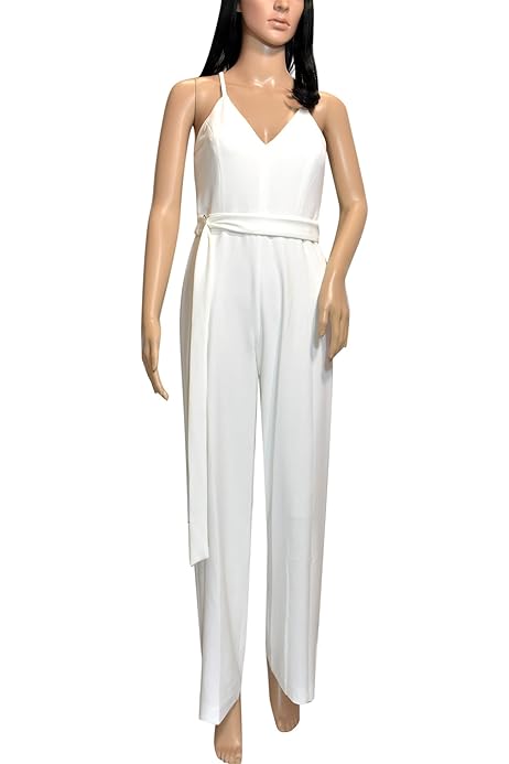 white v neck jumpsuit