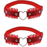 alisikee Lace Heart Thigh Garter Belt, Adjustable Leg Garters for Women, Black