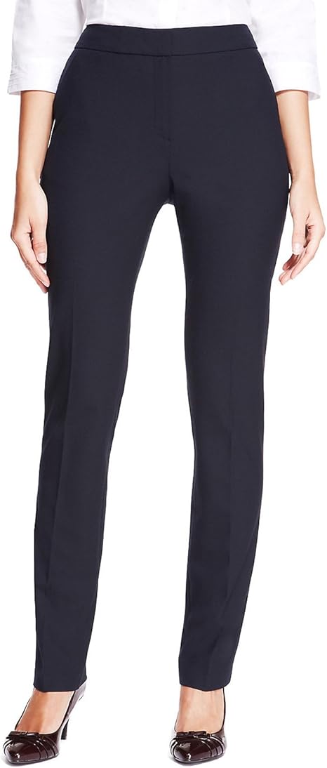 ladies navy slim leg trousers