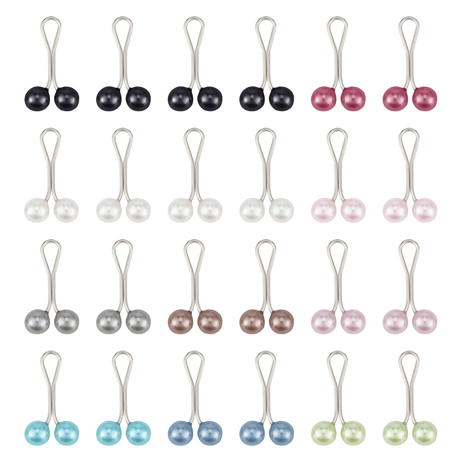 NICENEEDED 24 Pcs Hijab Pins Clips, Cute Scarf Clip, Muslim Pearl Brooch Pins Headscarf Shawl Hijab Scarf Clips Safety Pins Buttons for Women Wedding Dress Decorative Boutonniere