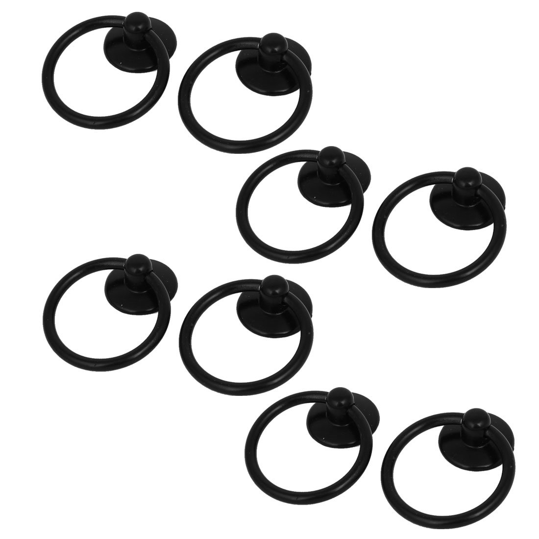 Sourcingmap Furniture Drawer Door 52mmx43mmx13mm Ring Metal Pull Handles Knobs Black 8pcs
