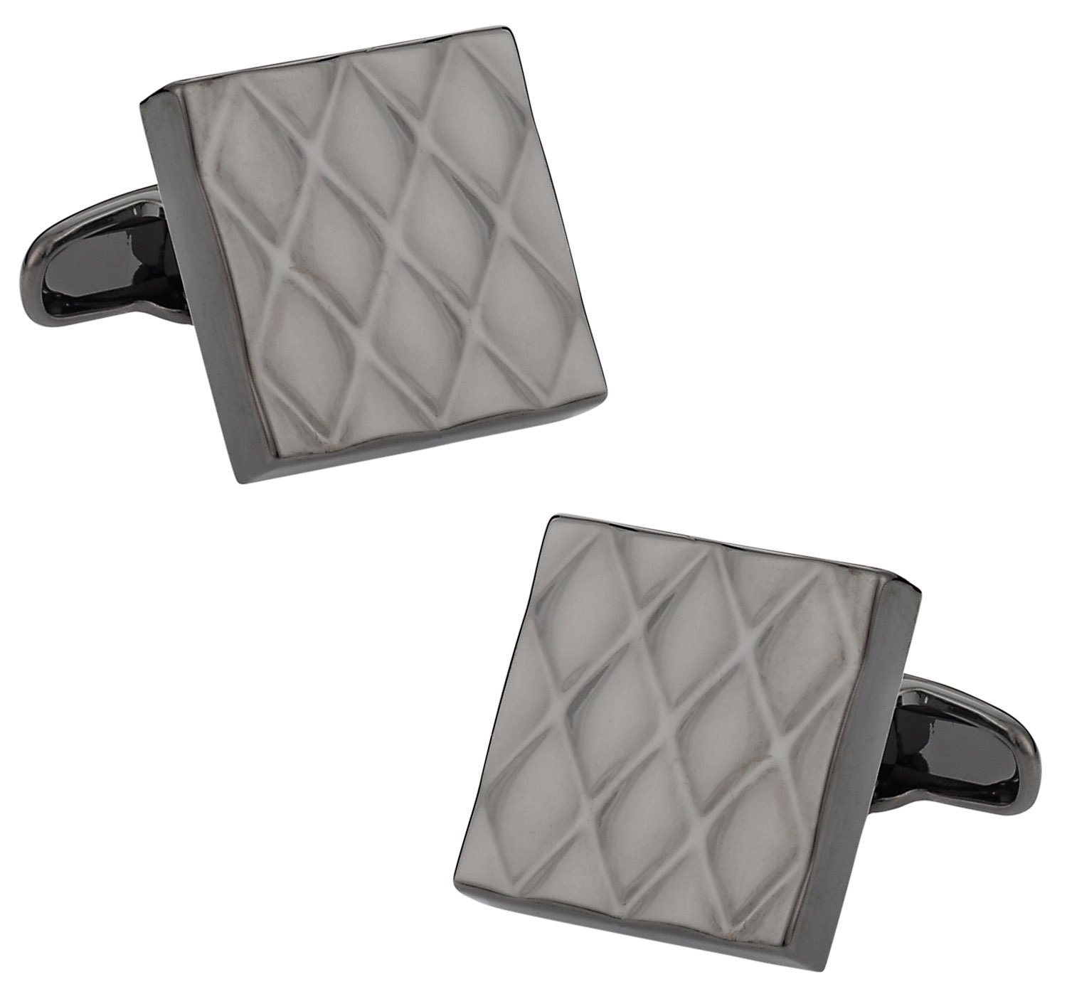 Quilted Metallic Gun Metal Cufflinks