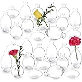 28 Clear Bud Vases in Bulk, Glass Small Bud Vase for Centerpieces, Mini Bud Vase Set for Flowers, Vintage Vases for Rustic We