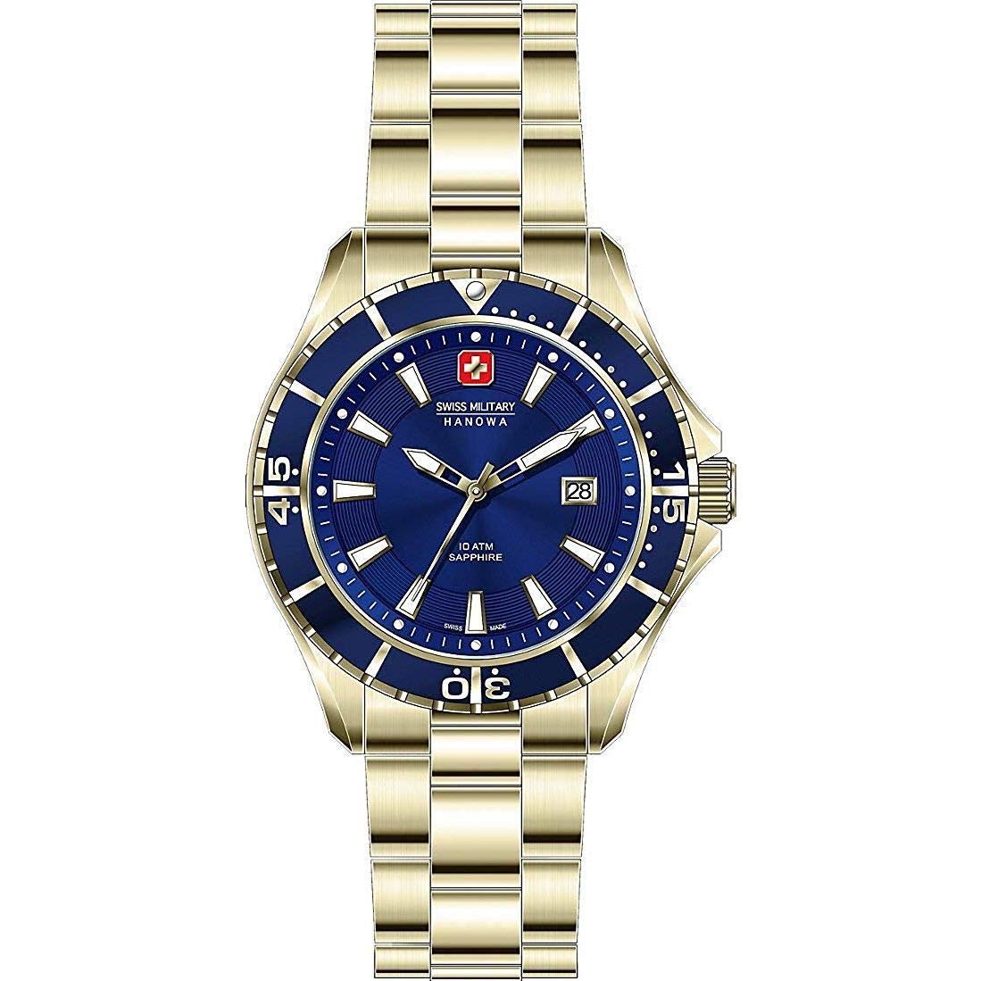 Swiss Military Hanowa Unisex Adult Analogue Quartz Watch with Stainless Steel Strap 06-5296.02.003, Silver, Bracelet