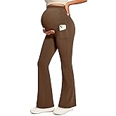 IUGA Maternity Yoga Pants for Work Maternity Flare Leggings for Women with Pockets Soft Pregnancy Over The Belly