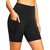 Holipick Women High Waisted Swim Shorts - 8" Tummy Control Bathing Suit Shorts with Pockets Liner Biker Shorts