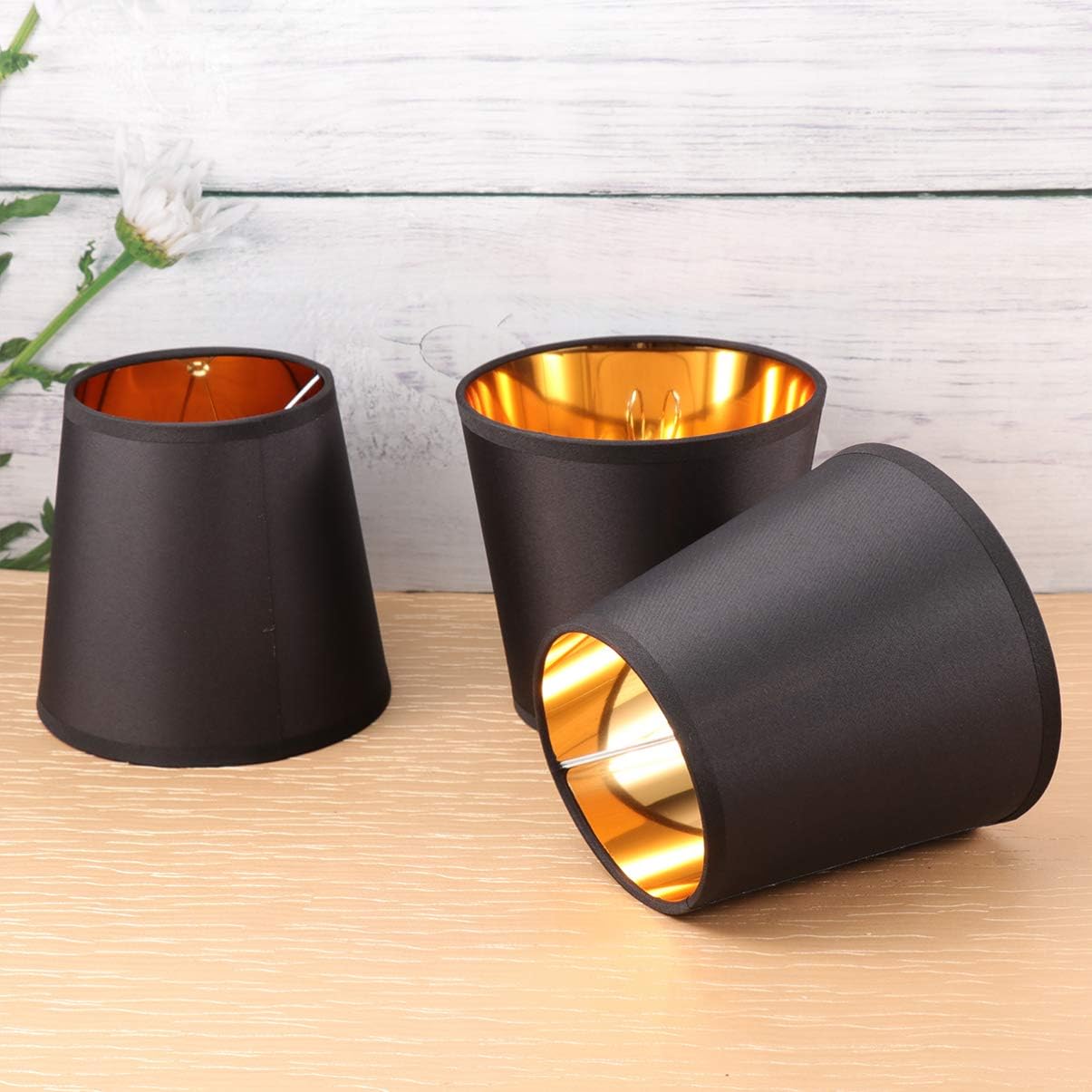 Uonlytech 3Pcs Small Lamp Shade Modern Clip on Lamp Shade Black Lampshade Replacement Chandelier for Table Lamp Ceiling Light - Image 4