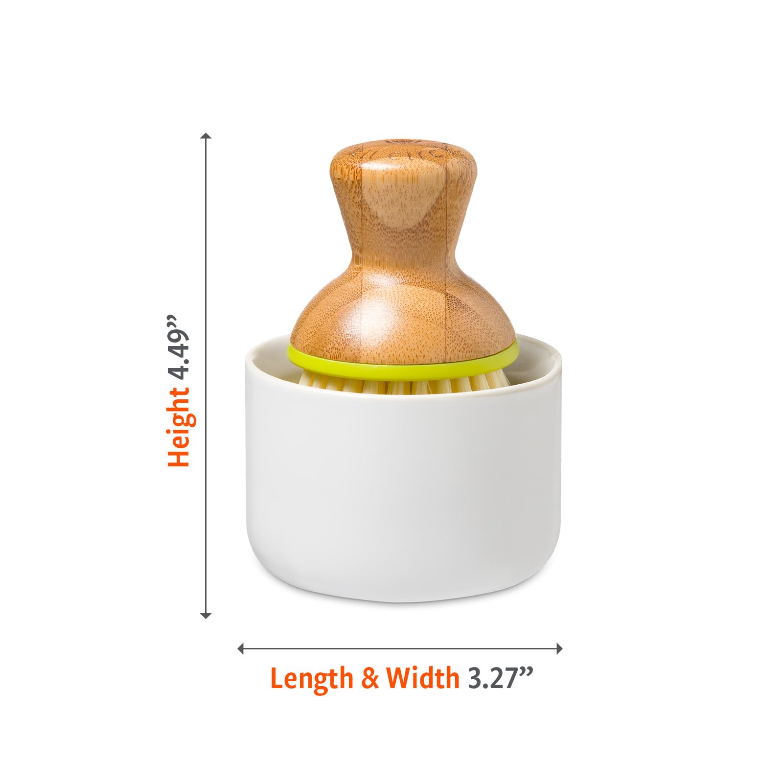 Full Circle Bubble Up Ceramic Soap Dispenser & Bamboo Dish Brush, Green/White