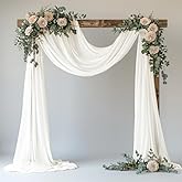 Xiomot Wedding Arch Draping Fabric 1 Panel Ivory Sheer Backdrop Drapes | Sheer Fabric 28.7"x20FT Backdrop Chiffon Drapes for Wedding Ceremony Birthday Party Bridal Shower Outdoor Decoration
