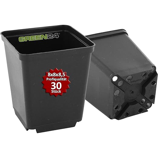 GREEN24 30 St. Pflanztöpfe 8x8x8,5cm Vierecktopf Profi Anzuchttopf Pflanztopf Blumentopf Vierkant-Töpfe (30, 8x8x8.5)