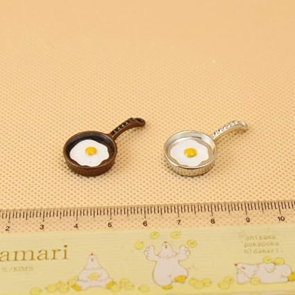 RONSHIN Cute Simulate Metal Fried Egg Pan Play House Toy for 1:12 Doll Random Color
