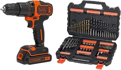 BLACK+DECKER 18V Cordless 2-Gear Hammer Drill Kit with Kitbox and 1.5Ah Battery