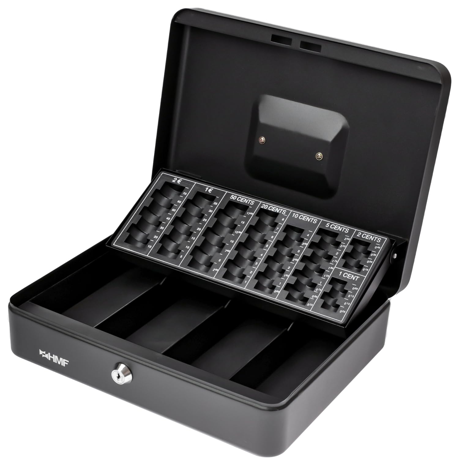 HMF 4215-02 Cash Box with EURO Coin Tray 30 x 24 x 9 cm, black
