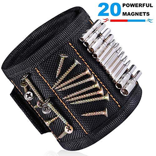 Ginmic Magnetic Wristband, Tool Belt, with 20 Strong Magnets for Holding Screws, Nails, Drill, Bits, Best Unique Gift for Men, Women, DIY Handyman, Carpenters, Father/Dad, Husband, Boyfriend, Women