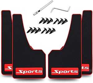 YUNM 4 pcs Car Rubber Mudguard Mud Flaps Splash Guards Rubber Mudguard for Pickup SUV Sports Mud Flaps Guards Splash Front and Rear Universal (Sports)