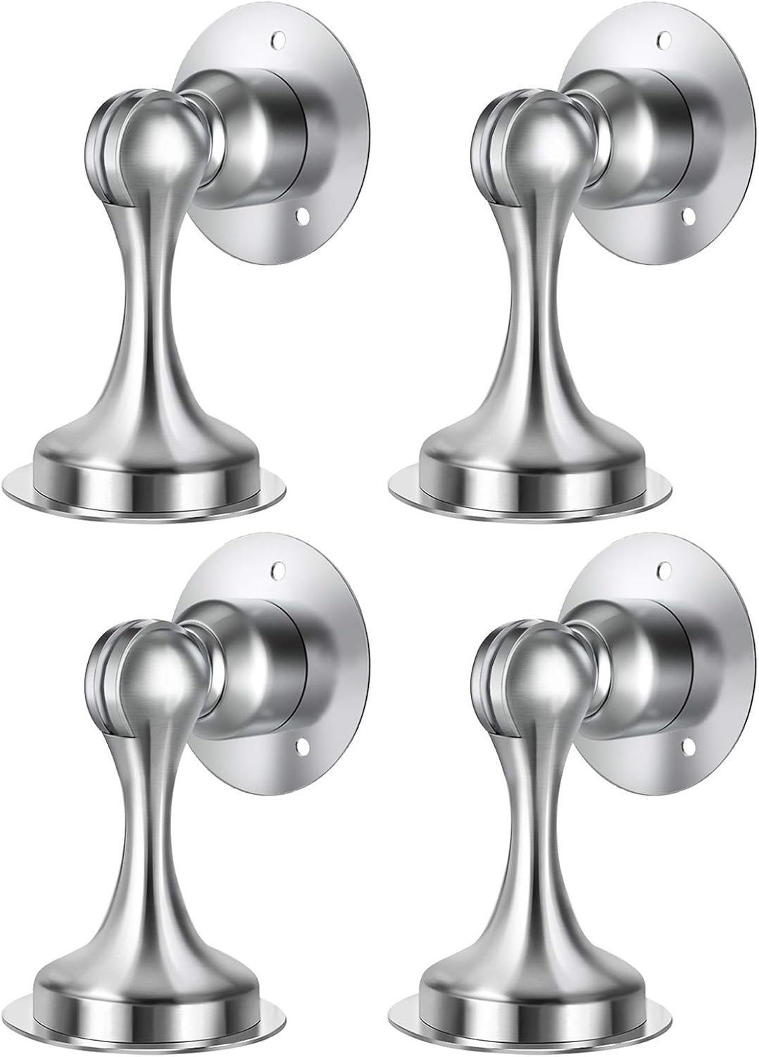 Door Stopper, 4 Pack Magnetic Door Stop, Stainless Steel, Magnetic Door Catch, 3M Double-Sided Adhesive Tape, No Drilling, Screws for Stronger Mount, Hold Your Door Open, 4 Pack for Wide Doors
