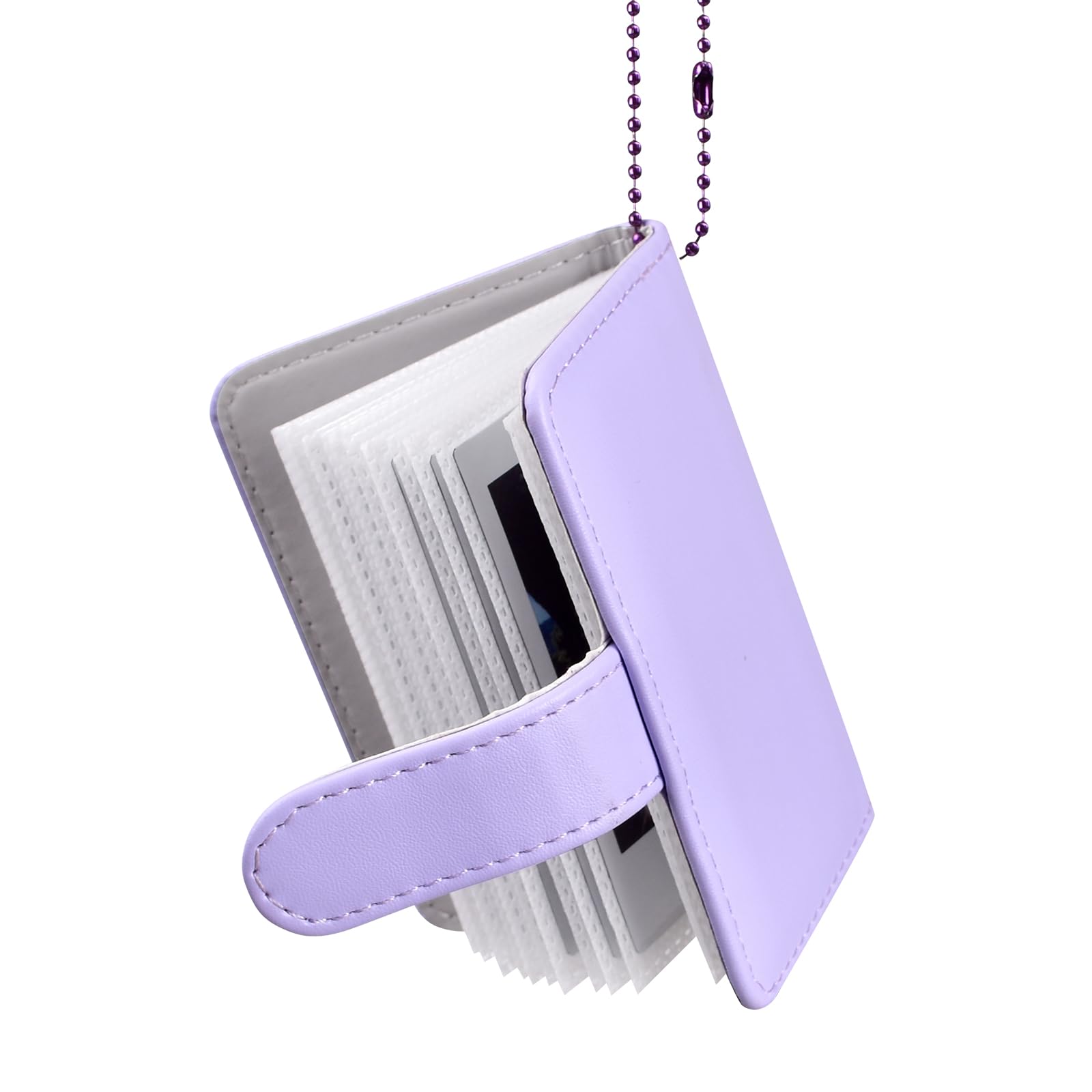 HIYQIN 32 Pockets Mini Photo Album Compatible with Fujifilm Instax Mini Film - Instax Mini 13 12 99 70 7s 8 8+ 9 11 EVO LiPlay/LiPlay+, Portable Mini Photo Album with Keyring - Purple — image 1