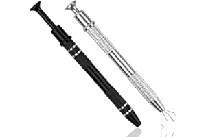 Nivofu 2 Pcs Piercing Ball Grabber, 4-Claw Diamond Holder Pick Up Tool, Prong Tweezer, Pick Up Tool for Small Parts, Jewelry,