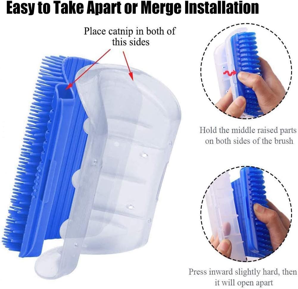 2Pcs Cat Self Groomer Brush with Catnip, Wall Corner Mounted Massage Grooming Comb - Image 5