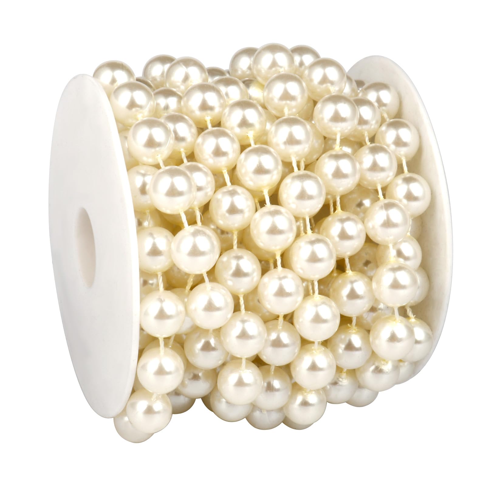 Photo 1 of 16.4 FT Pearl Beads Garland for Decoration, 12MM Ivory Craft Pearl Beads String Roll Spool for DIY Craft Wedding Party Christmas Tree Decoration