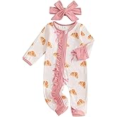 YINGISFITM Baby 3 6 Months Girl Clothes Newborn Onesie Ruffle Long Sleeve Ribbed Romper Jumpsuit One Piece Hospital Outfit