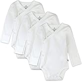 HonestBaby unisex-baby 3-pack Long Sleeve Side-snap Kimono Bodysuits Organic Cotton for Infant Baby Boys, Girls, Unisex