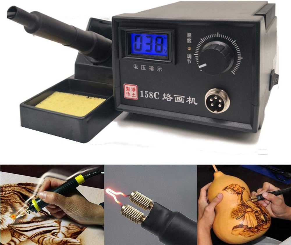 TOPCHANCES Professional Wood Burning Kit for Adults,110V 60W Wood Burning Pyrography Tool Kit with Pen and 20PCS Pyrography Tips (Single Digital Display)