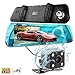 T-Tek Ultra HD 1080P Front + 720P Rear 140° Wide Angle Anti-Glare Rearview Mirror Dual Lens Dash Cam with IPS 5