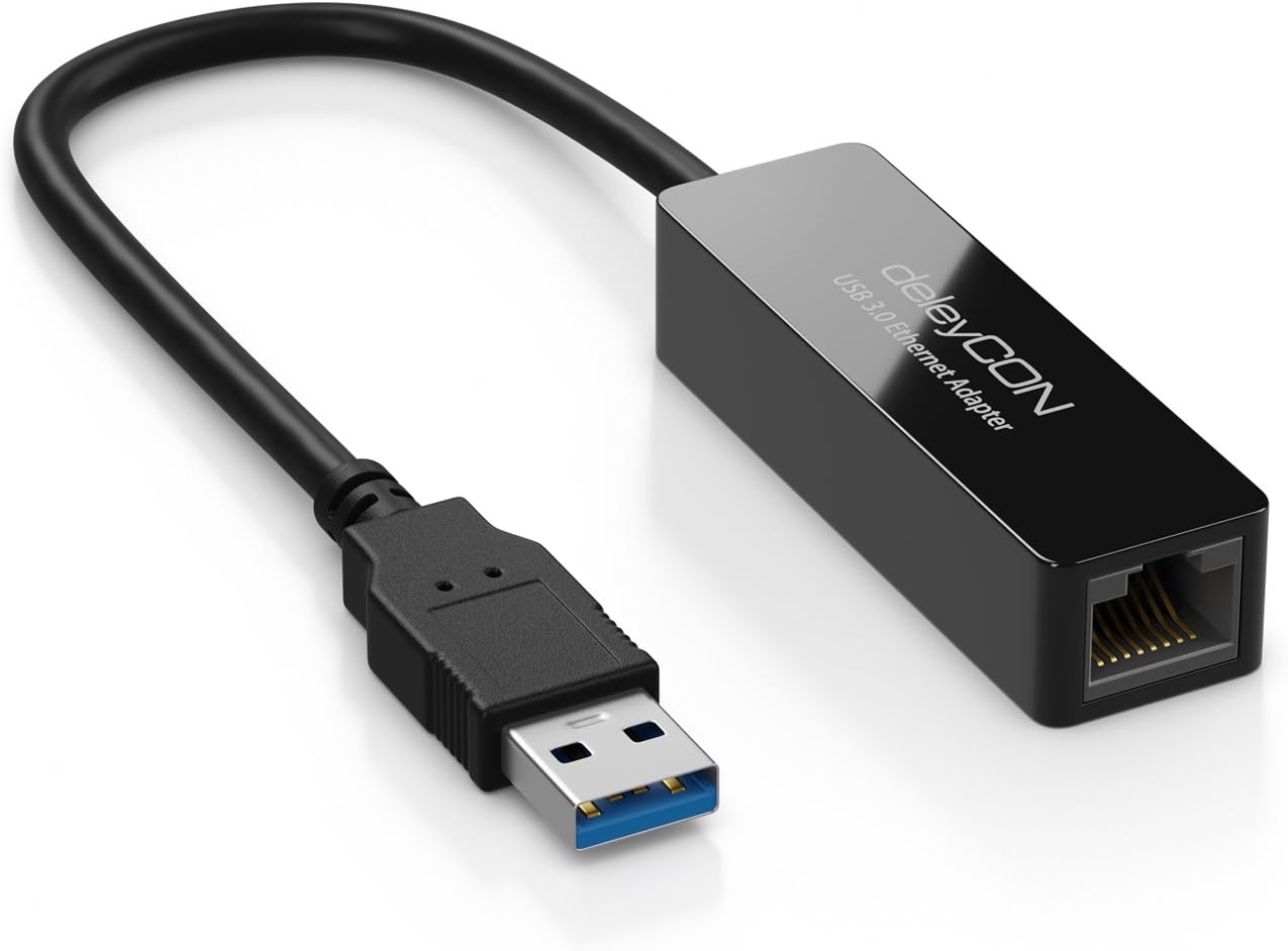 deleyCON USB 3.0 LAN Network Adapter 1000Mbit Gigabit Ethernet Type-A ...