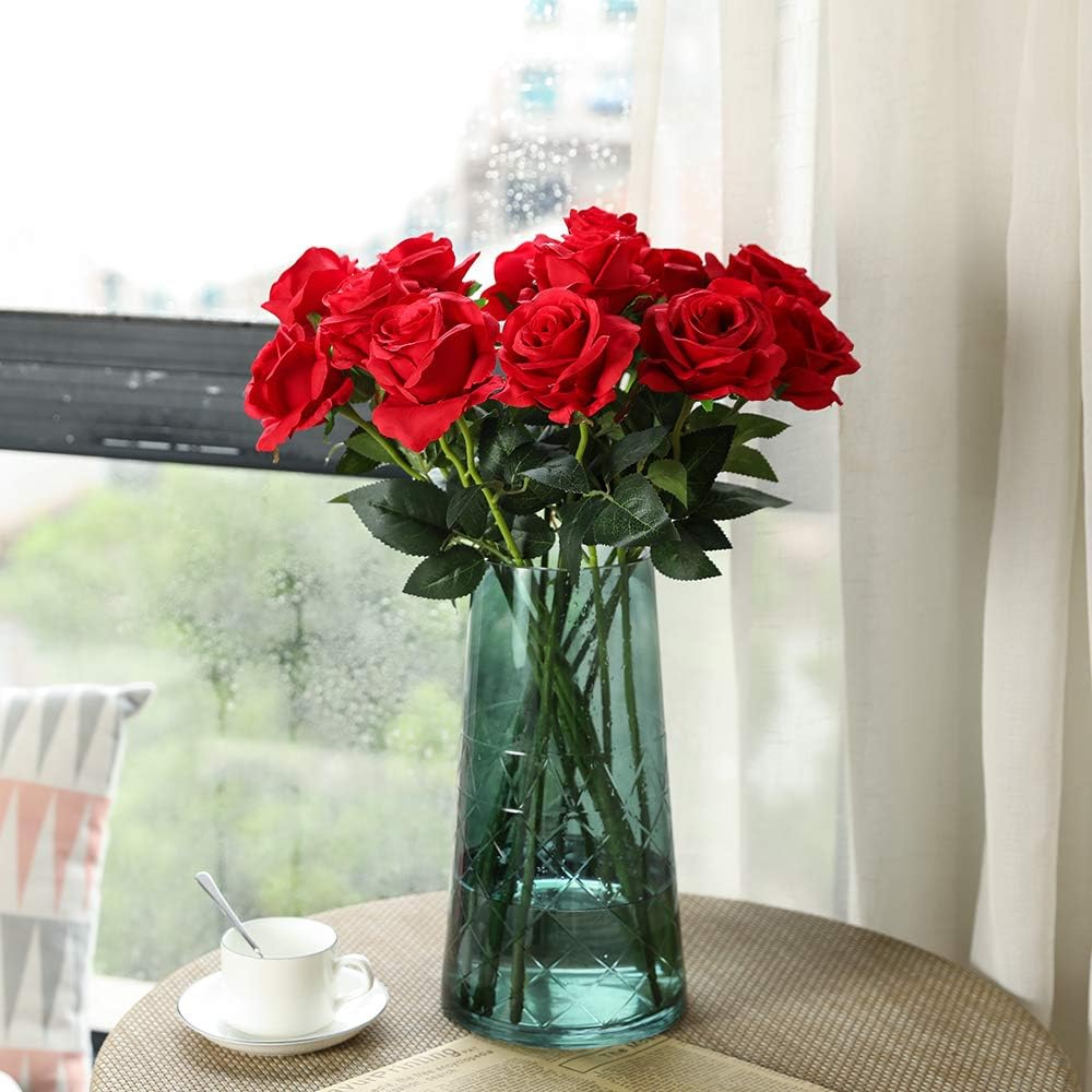 Nubry Artificial Silk Rose Flower Single Stem Lifelike Fake Rose for Wedding Bouquet Floral Arrangements Home Party Centerpiece Decoration - Image 3