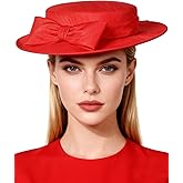 Wide Brim Church Hat for Women - Elegant Kentucky Fascinator with Bow,Bridal Wedding Tea Party Formal Flat Top Derby Hats