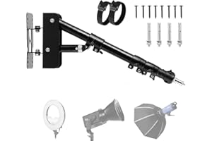 SITTO Ring Light Wall Mount 43inch/110cm, Triangle Boom Arm for Barbershop, Beauty Salon, Live Streaming, Tattoo, Photography Studio, Support 180° Rotation
