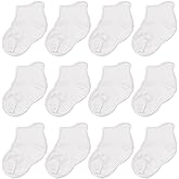 CozyWay Baby & Toddler Socks with Grippers Non Slip Ankle Grip Socks For Boys and Girls - Comfy Soft Cotton - 12 Pack