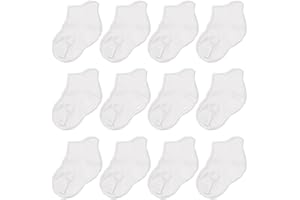 CozyWay Baby & Toddler Socks with Grippers Non Slip Ankle Grip Socks For Boys and Girls - Comfy Soft Cotton - 12 Pack
