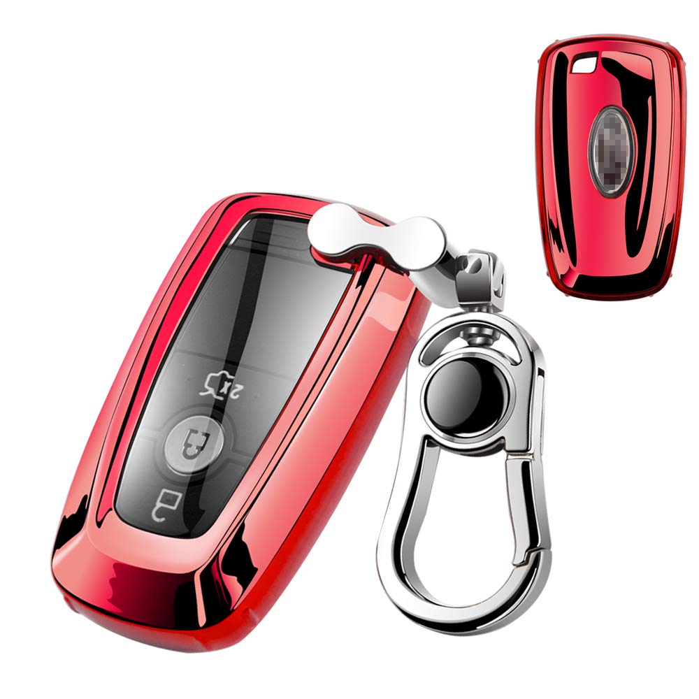 Ford Car Key Fob Cover,Compatible with Ford F-150 F-250 F-350 Ecosport Edge Explorer Fusion Mustang (Sleek Bright red)