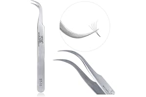 LASHVIEW Lash Tweezer, Vetus Curved Eyelash Tweezers for Profissional Grafting Eyelash Extension, Stainless Steel Needle Nose Tweezers for Lash Extension Stickers Precision Electronics, ST15