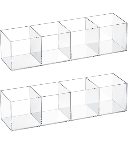 HIIMIEI 3-Section Clear Acrylic Drawer Organizer - 11.8x4.3 Inch Tray For Makeup, Office & Bathroom