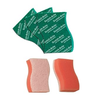 Scotch-Brite Non Scratch Sponge (Pack of 2) and Scrub Pad Large (Pack of 3)