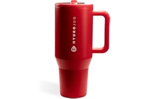 HydroJug Traveler - 40 oz Water Bottle with Handle & Flip Straw - Fits in Cup Holder, Leak Resistant Tumbler-Reusable Insulat