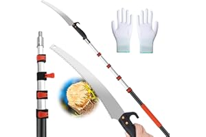 ACTREY Manual Pole Saws for Tree Trimming,Reach 26 FT Telescoping Pole Saws with Long Pole,Tree Saw with 19" 3X Detachable Saw,Non-Slip Handle and Gloves,Tree Trimmer for Yard Garden Tree Palm Shrub